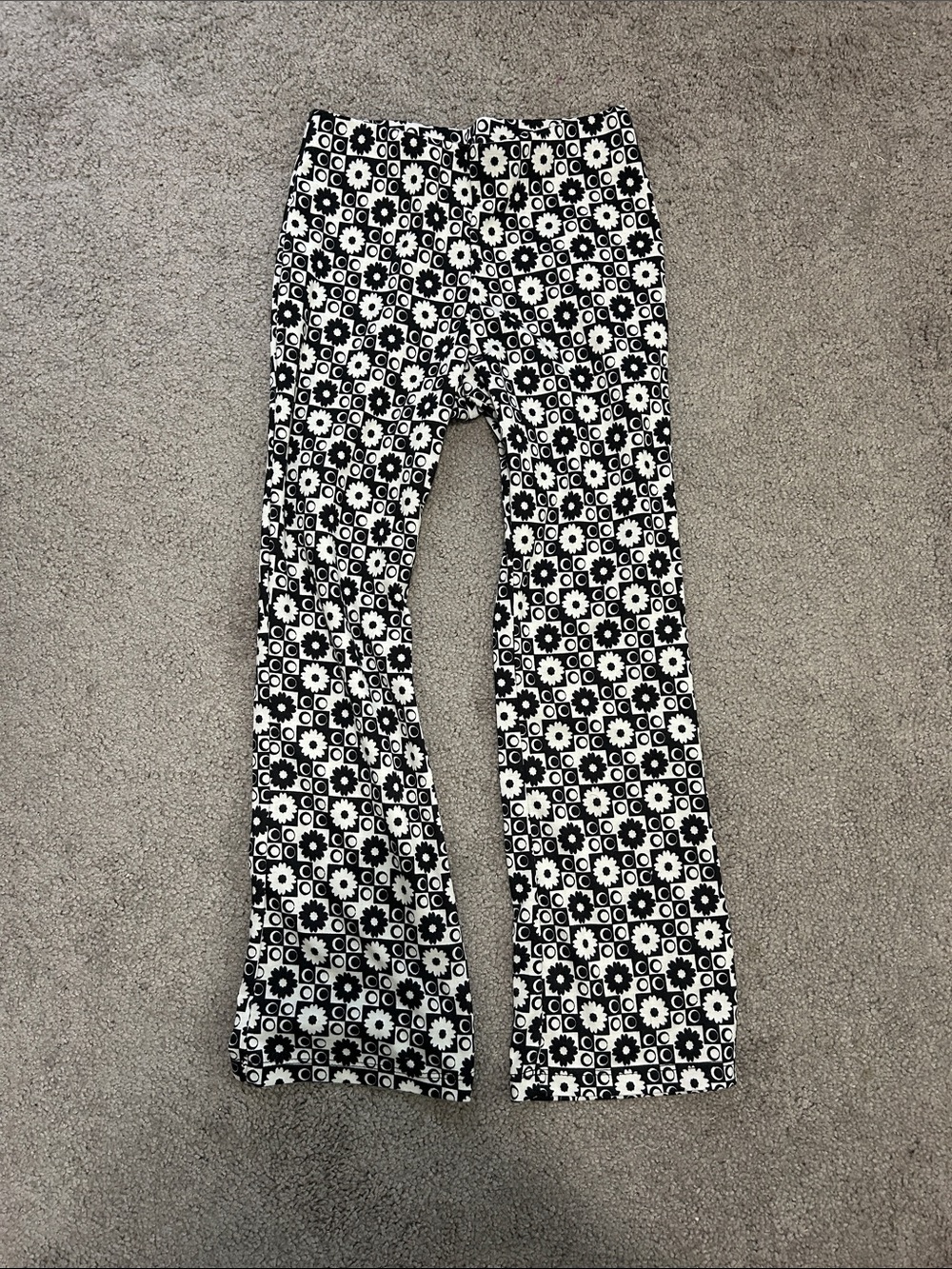 Altar'd State Black & White Floral Checker Pants